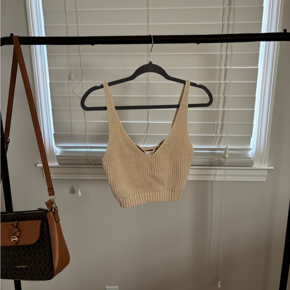 Beige Knit Crop Top